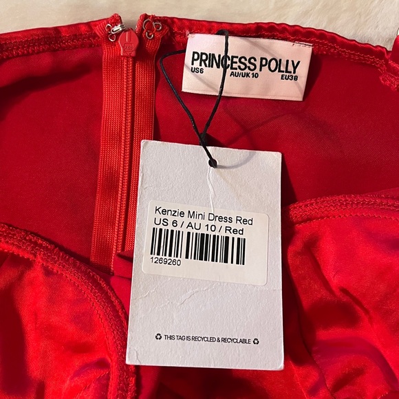 New! Princess Polly Kenzie Mini Dress Red‎ Size 6 NWT - Picture 10 of 15